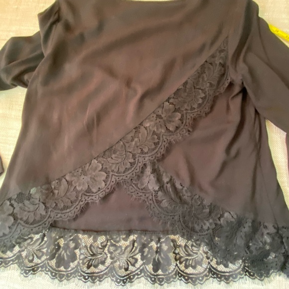 Guess Black Long Sleeve Lace Lightweight Casual Blouse Top- Sz-M - Picture 9 of 16